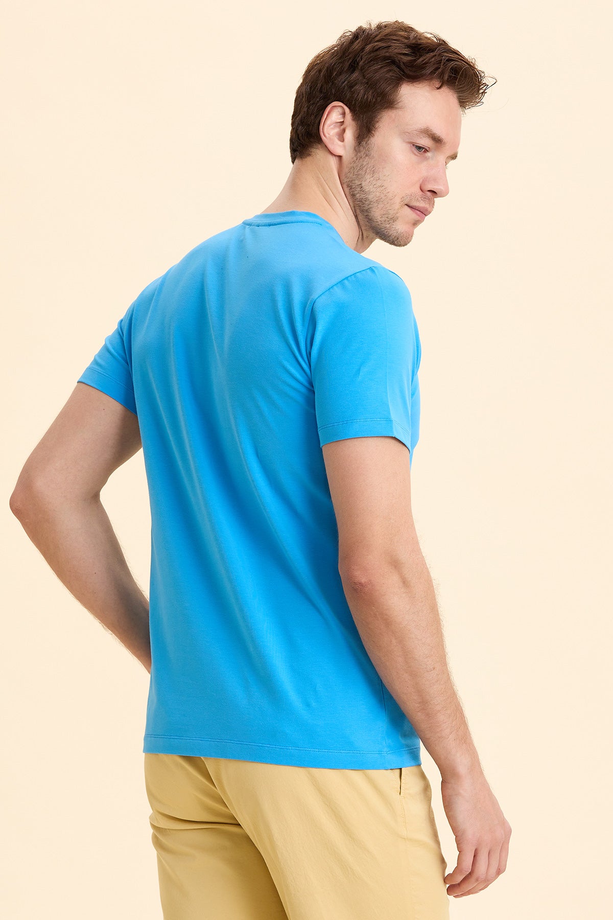 Turquoise Printed and Cotton T-Shirt
