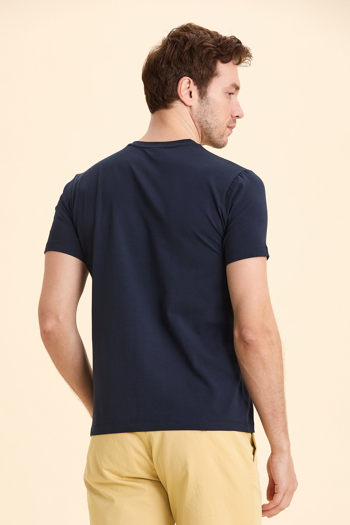 Navy Blue Crew Neck Printed T-Shirt