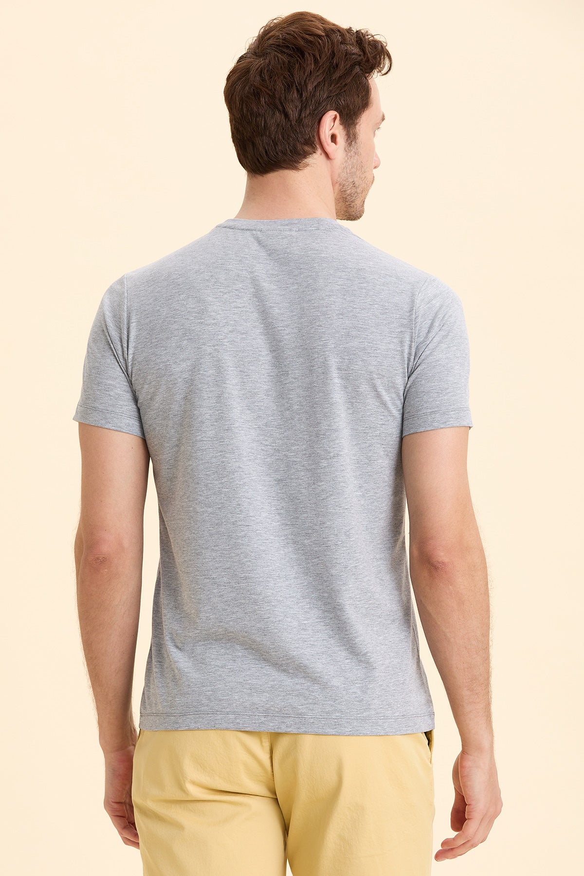 Gray Melange Printed T-Shirt