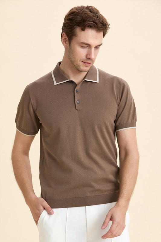 Beige Polo Knitwear