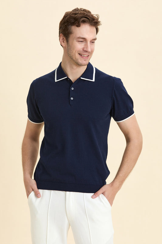 Navy Blue Polo Knitwear