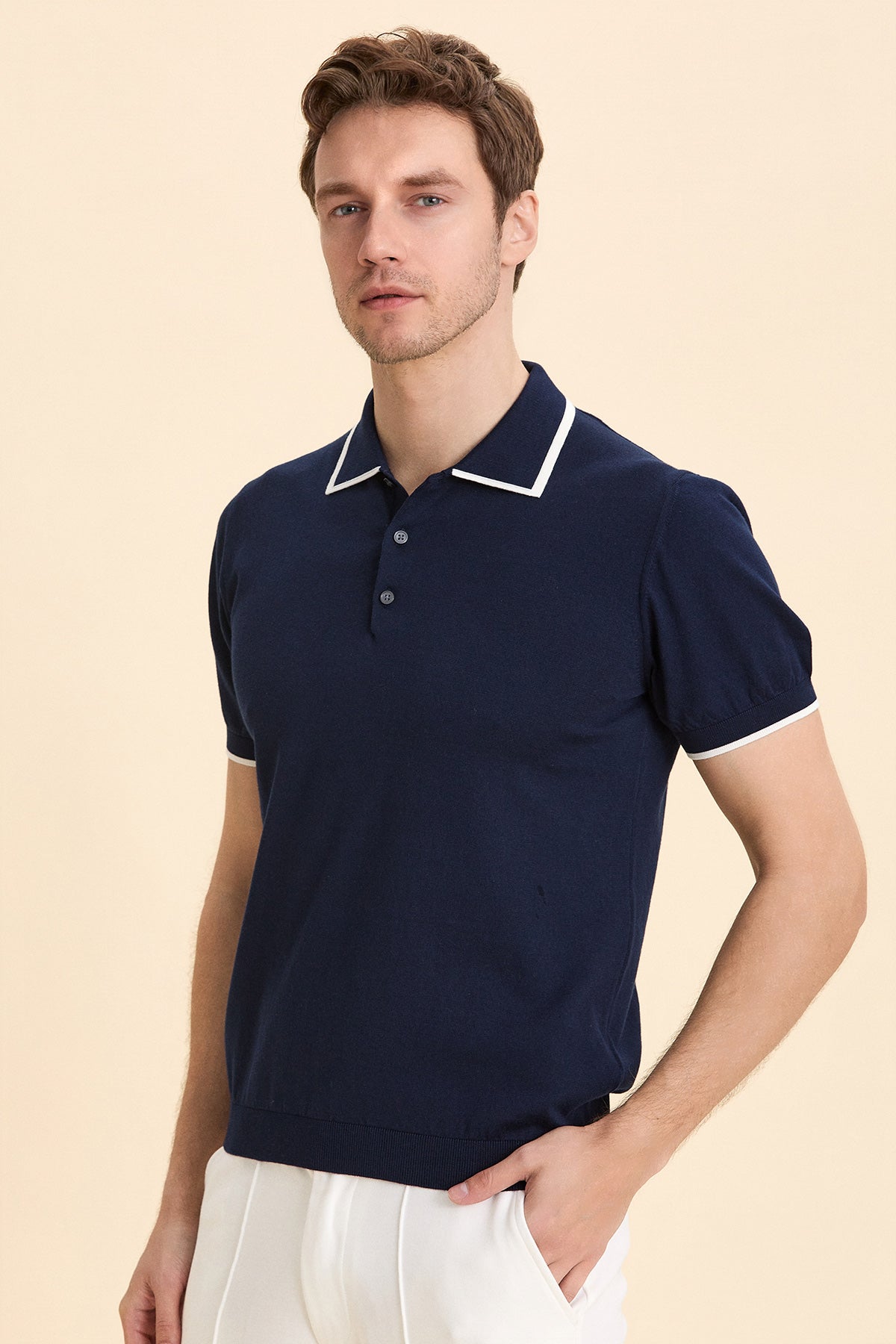 Navy Blue Polo Knitwear