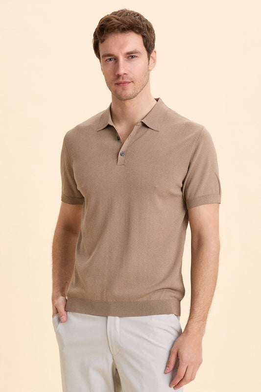 Beige Polo Knitwear