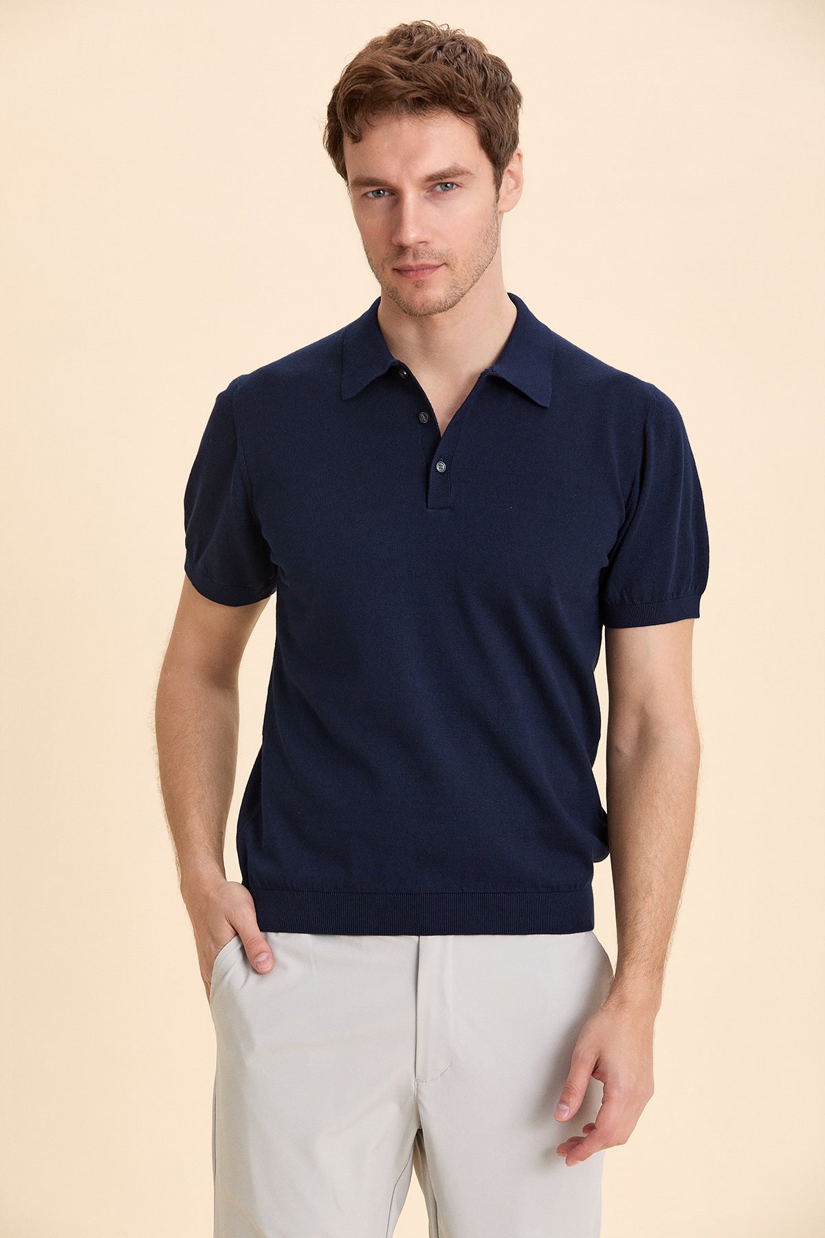 Navy Blue Polo Knitwear