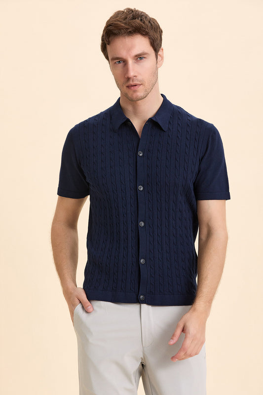 Navy Blue Polo Knitwear