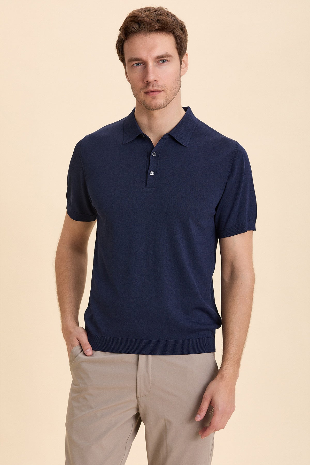 Navy Blue Polo Knitwear