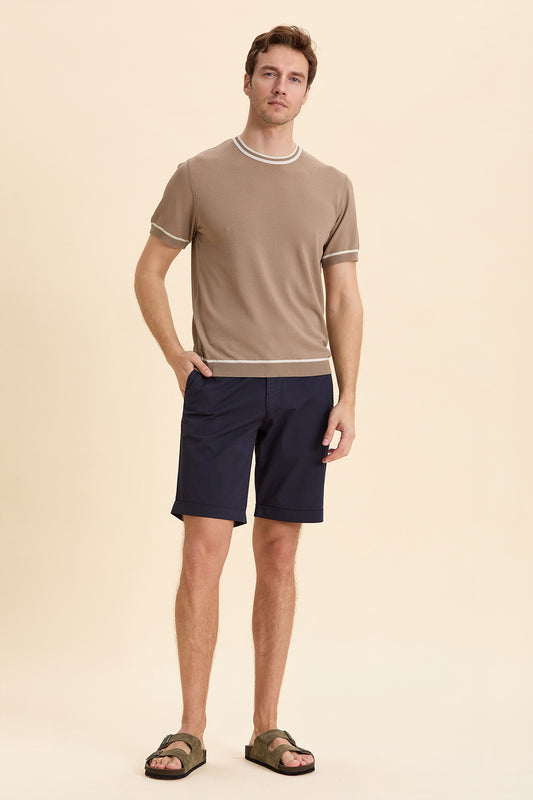 Beige Crew Neck Knitwear