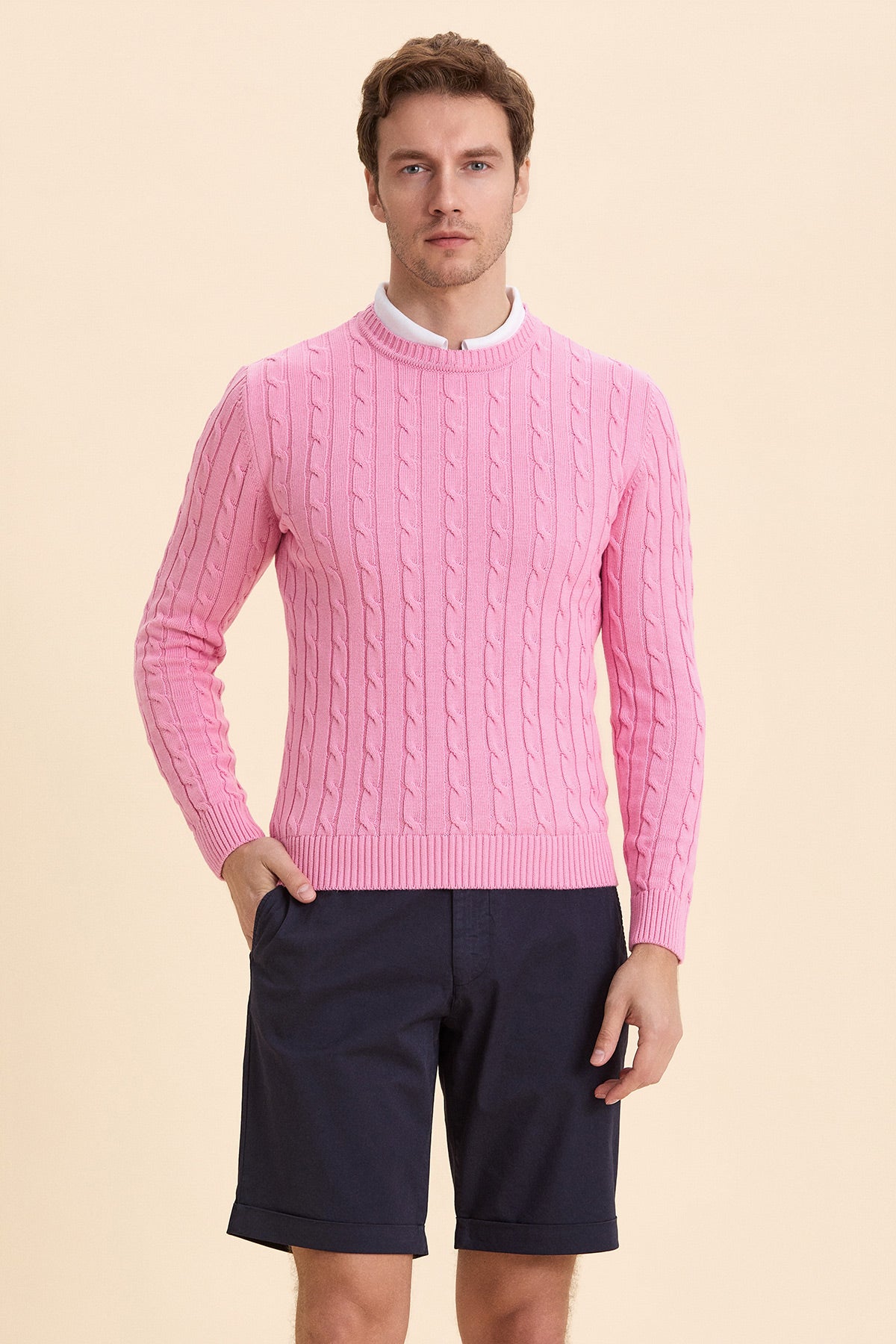Pink Hair Knit Crew Neck Knitwear