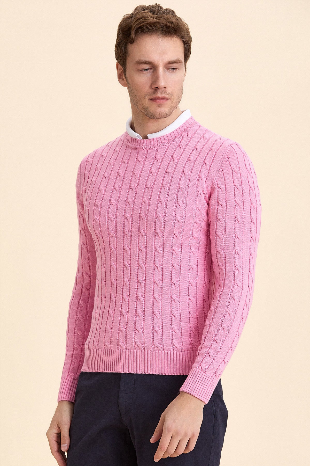 Pink Hair Knit Crew Neck Knitwear