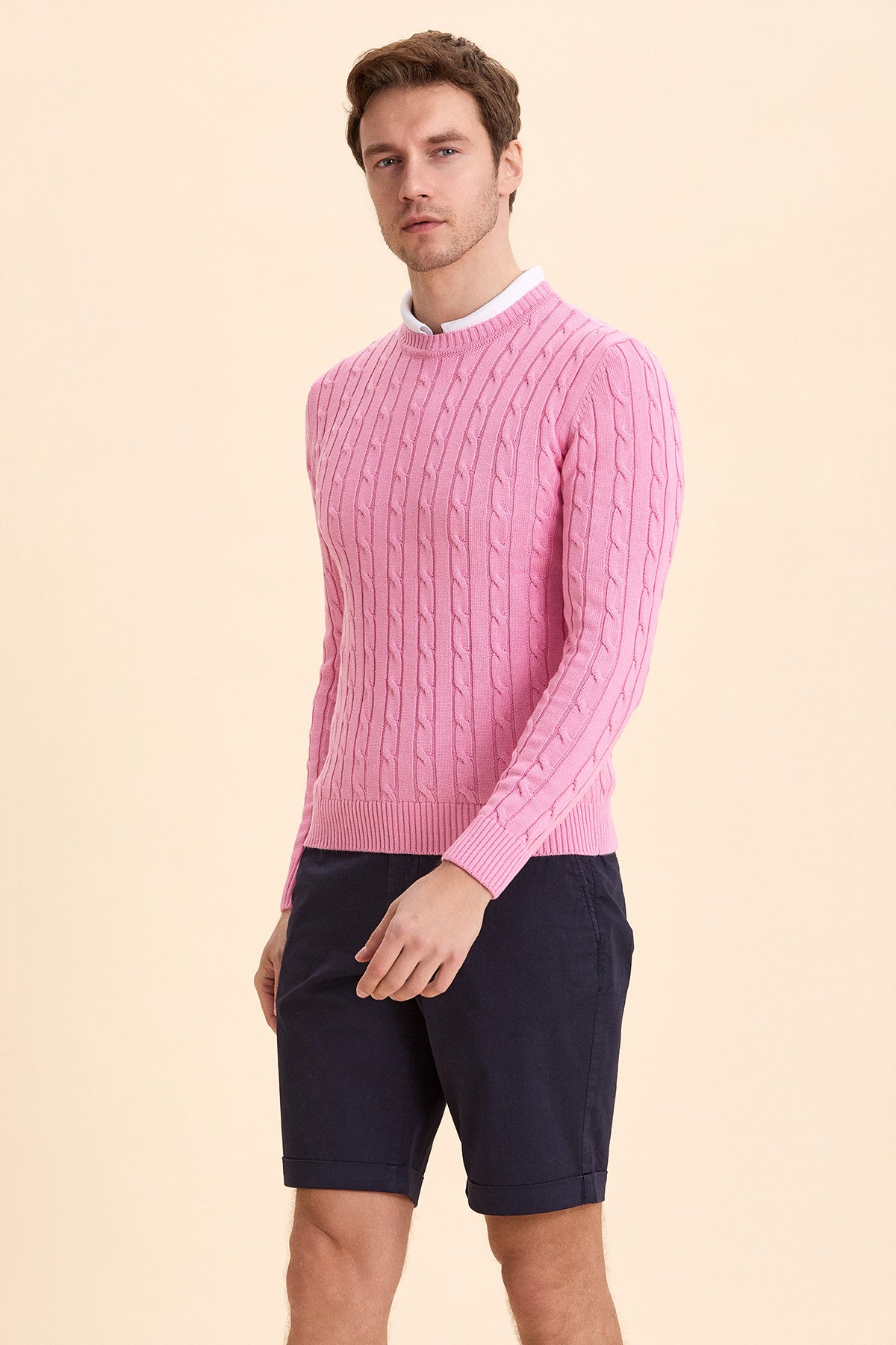 Pink Hair Knit Crew Neck Knitwear