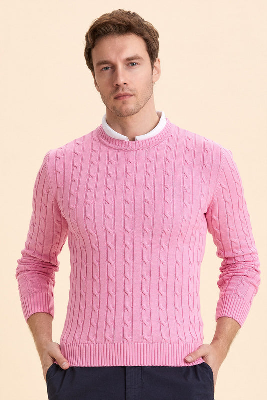 Pink Hair Knit Crew Neck Knitwear