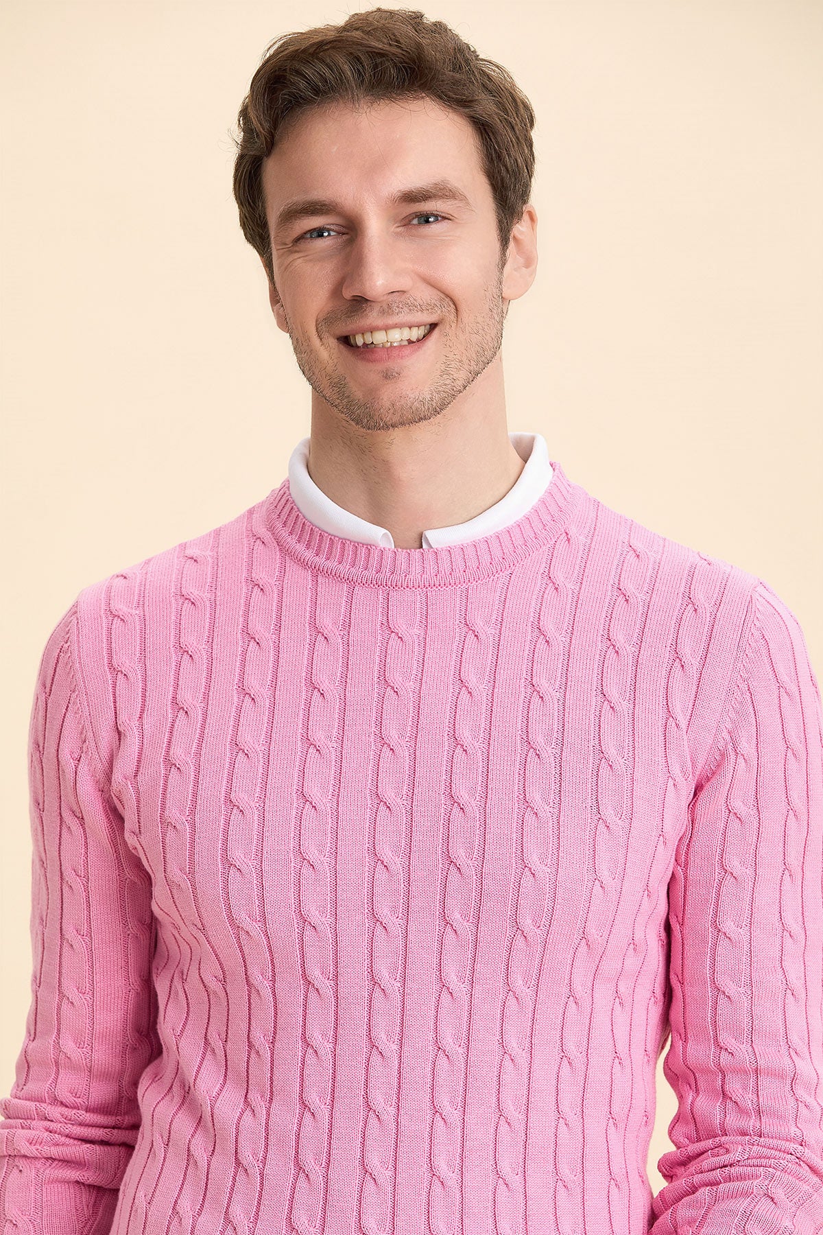 Pink Hair Knit Crew Neck Knitwear