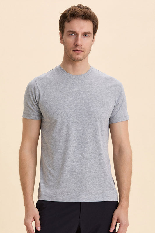 Gray Melange Basic T-Shirt