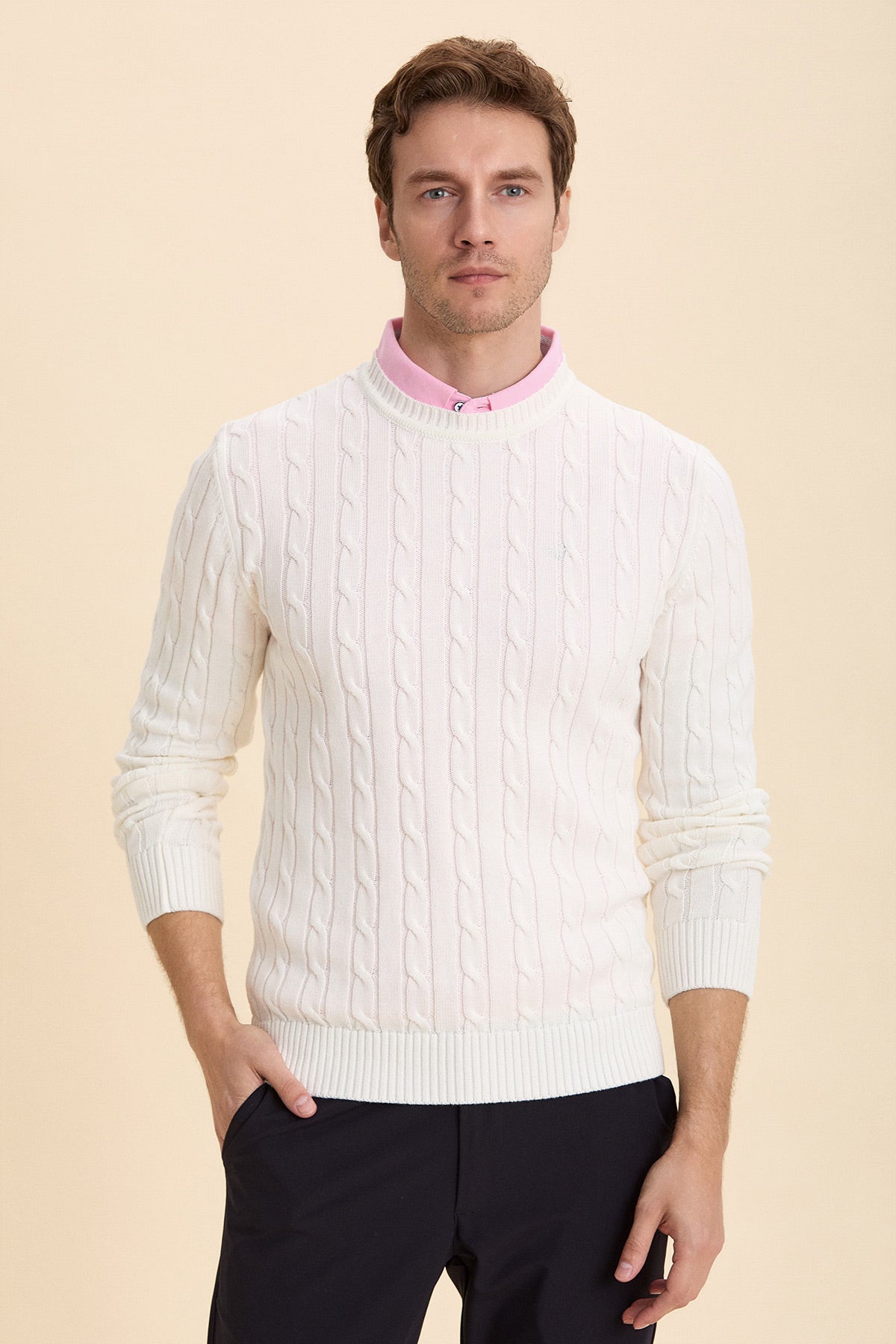 Off-White Hair Knit Crew Neck Knitwear