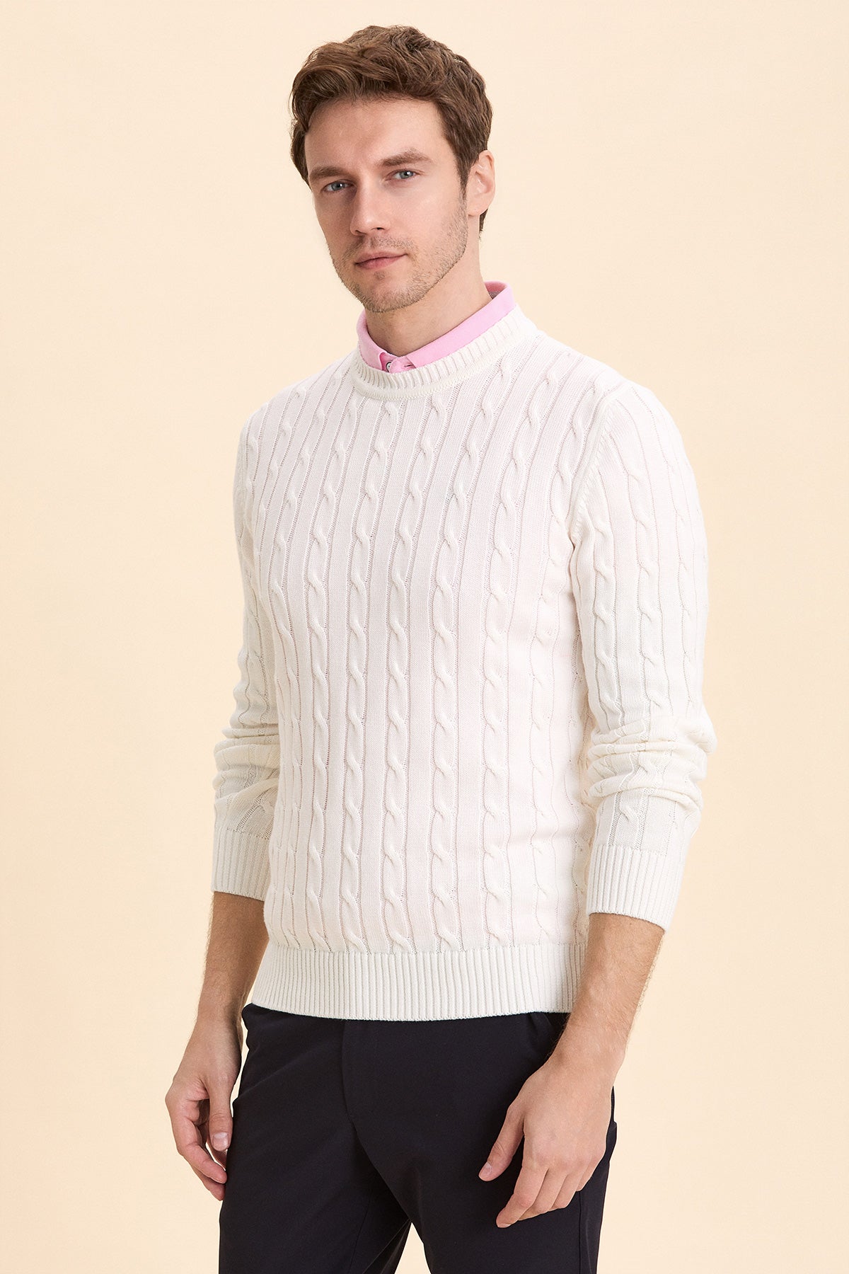 Off-White Hair Knit Crew Neck Knitwear