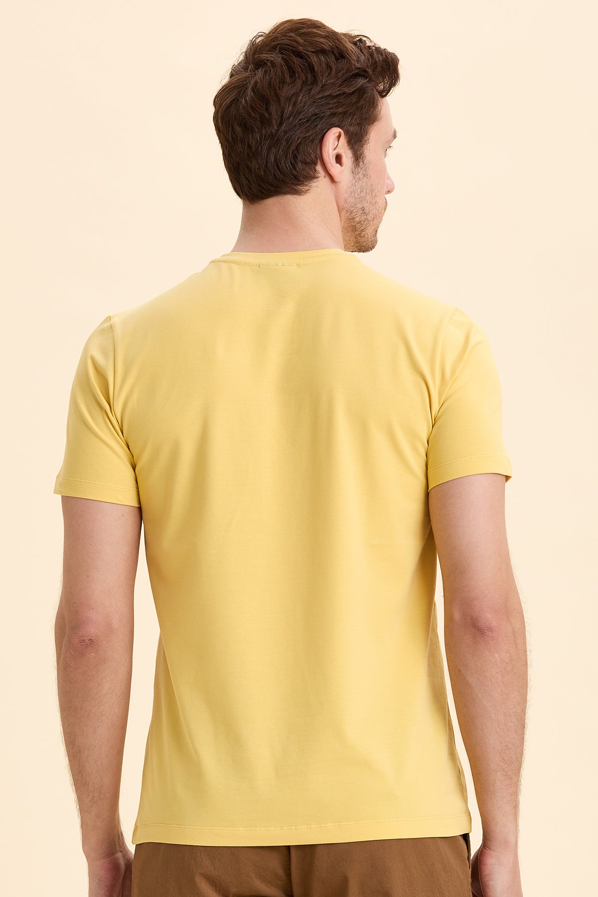 Yellow Crew Neck Printed T-Shirt