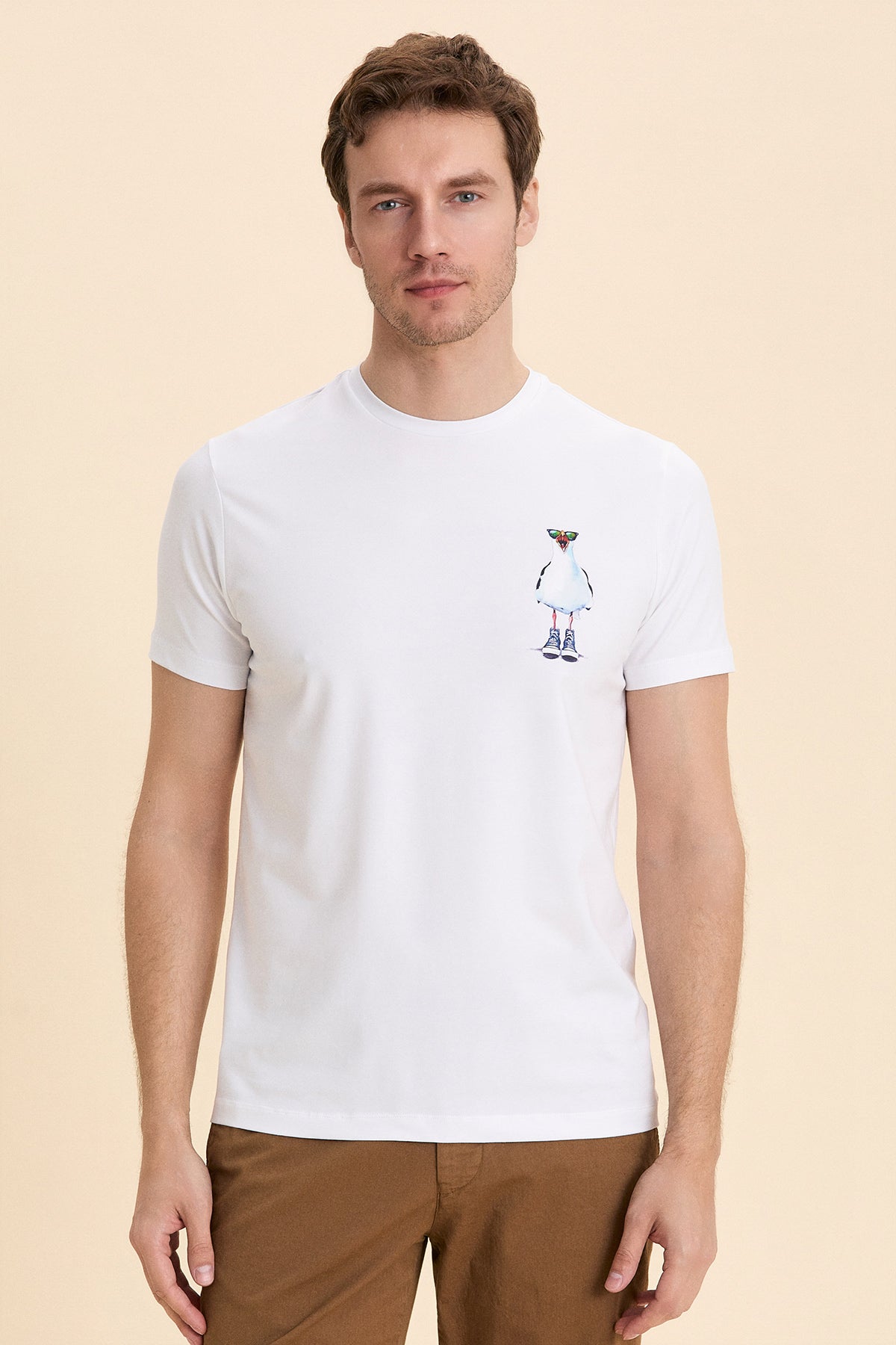 White Seagull Printed T-Shirt