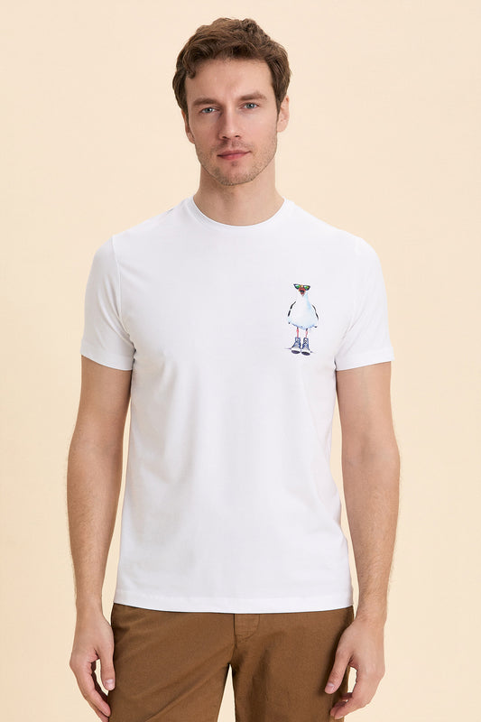 White Seagull Printed T-Shirt