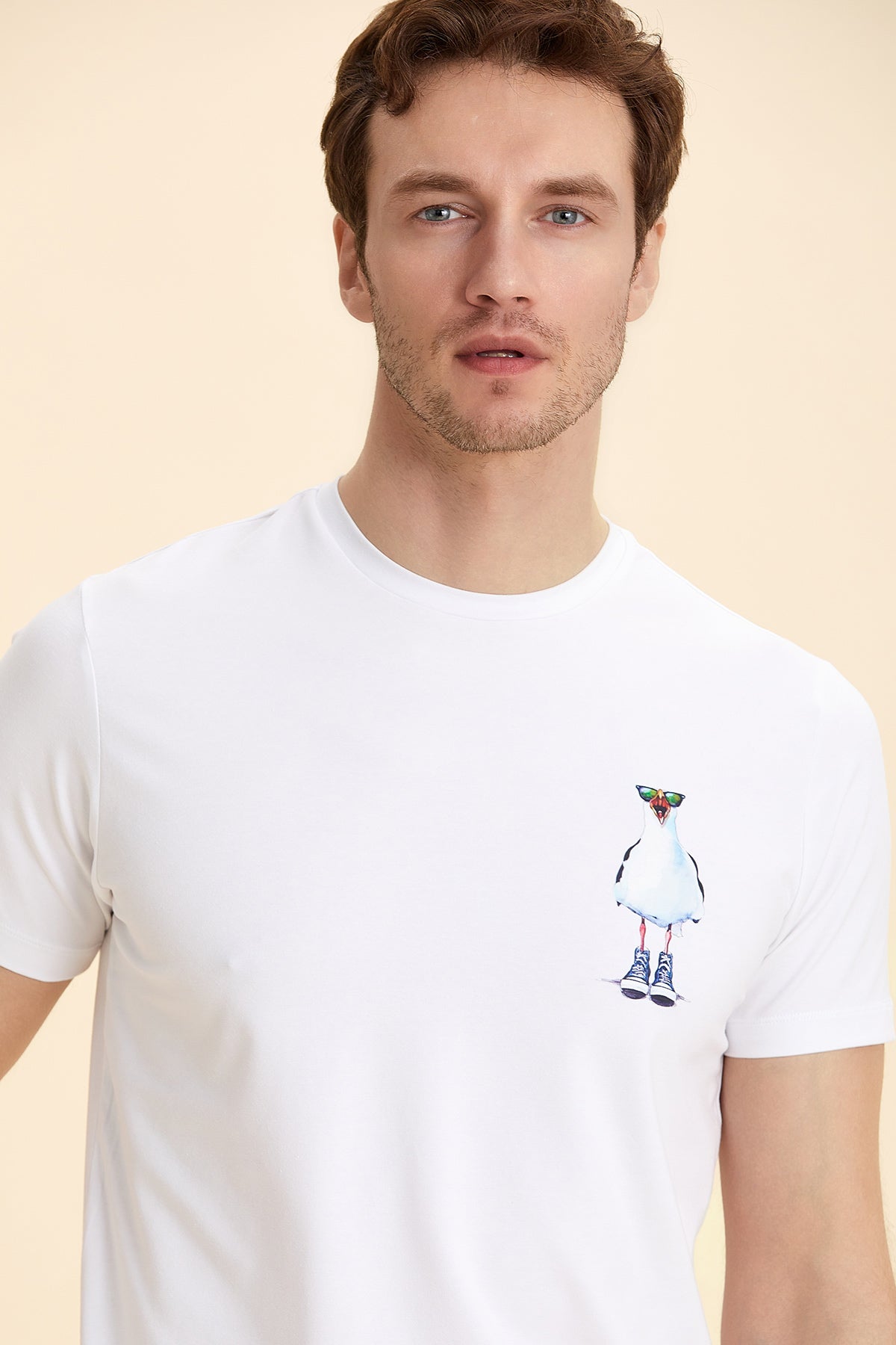 White Seagull Printed T-Shirt