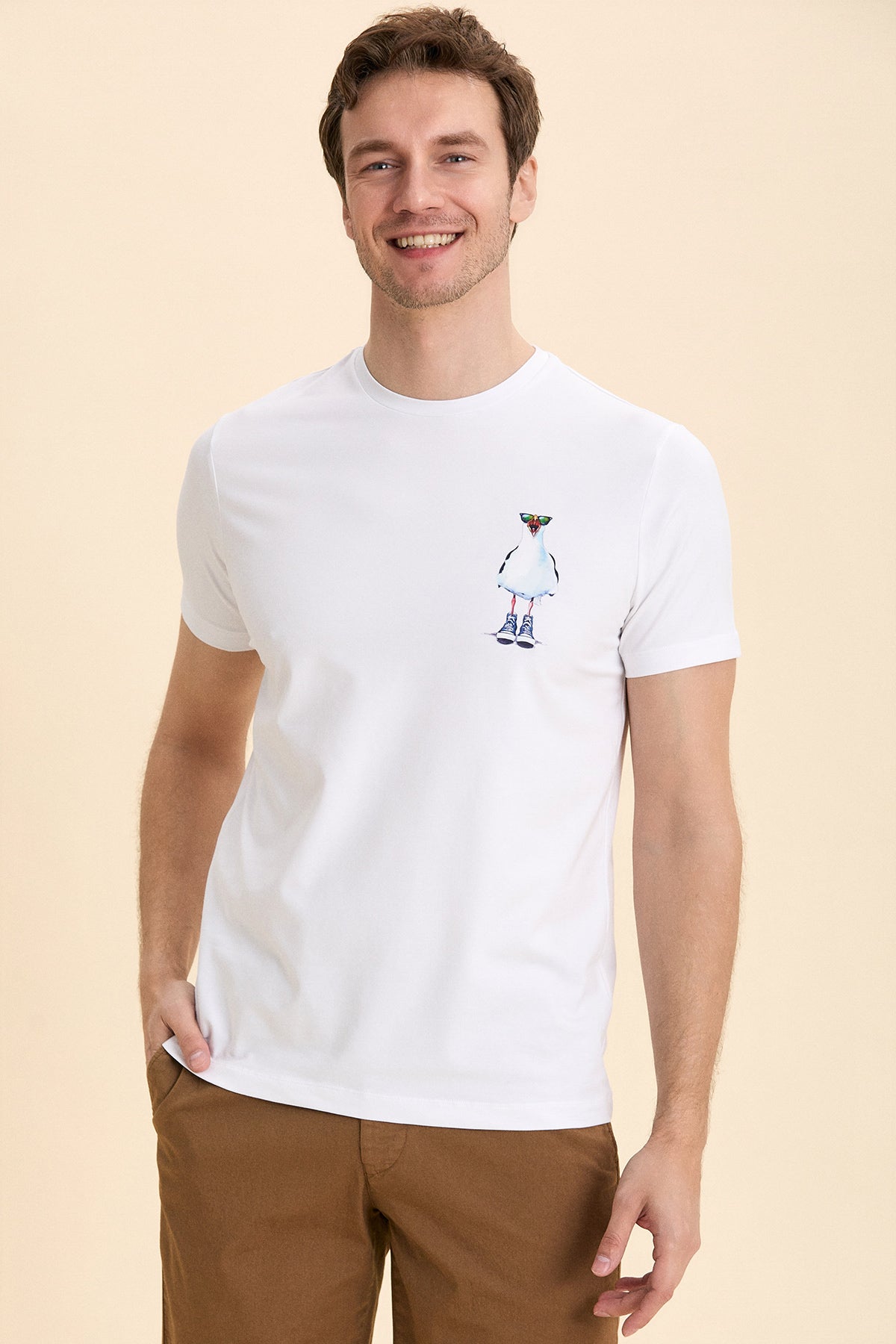 White Seagull Printed T-Shirt