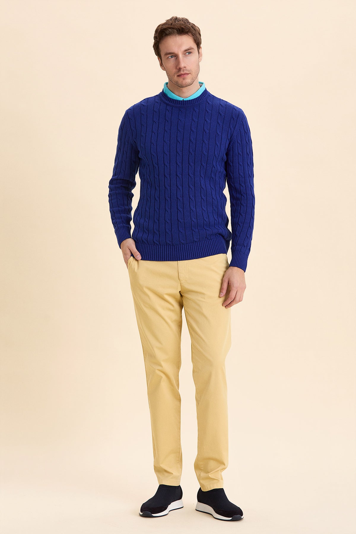 Blue Hair Knit Crew Neck Knitwear