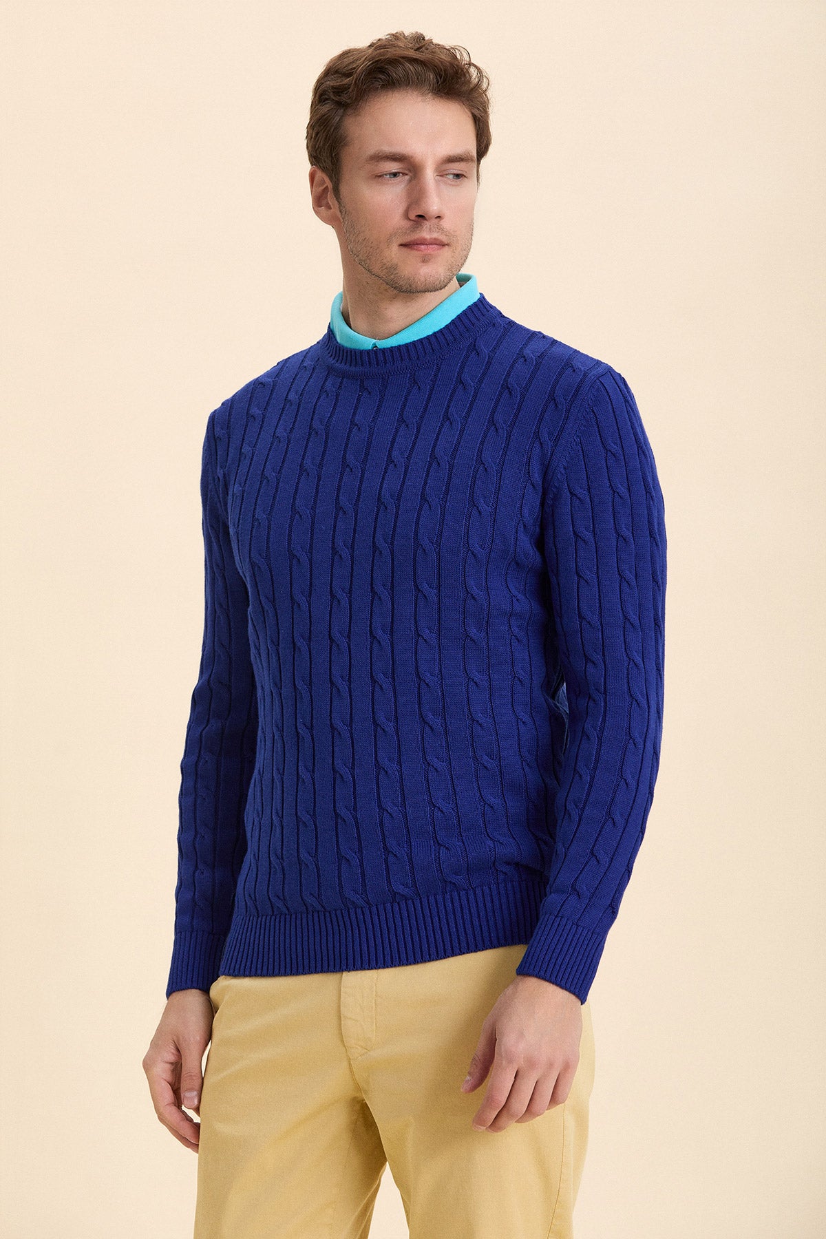 Blue Hair Knit Crew Neck Knitwear