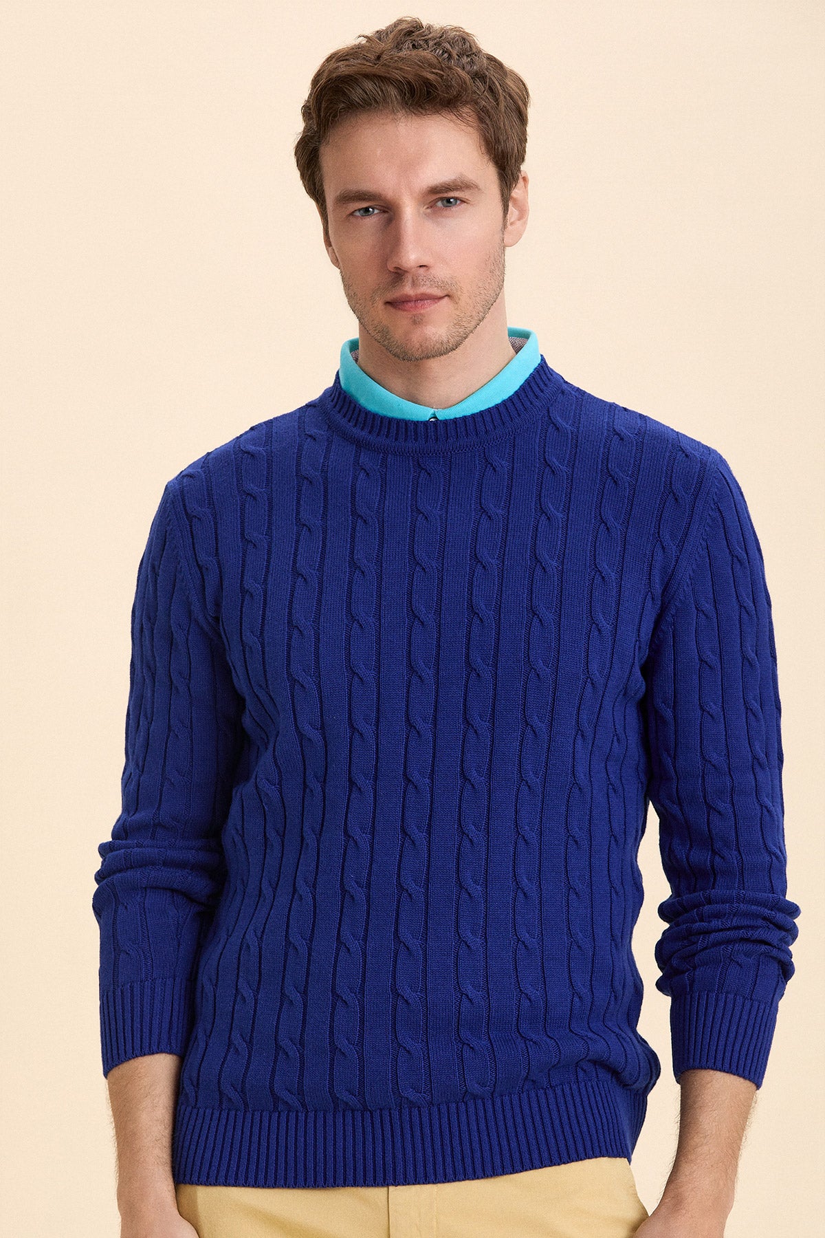 Blue Hair Knit Crew Neck Knitwear