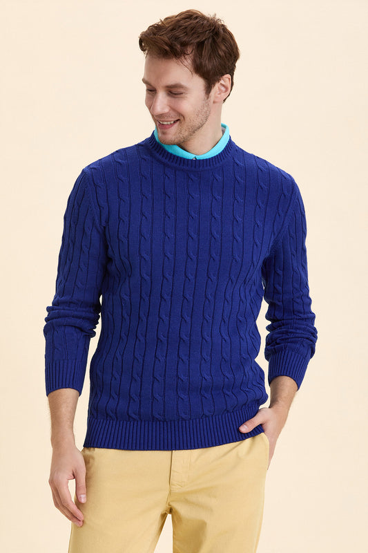 Blue Hair Knit Crew Neck Knitwear