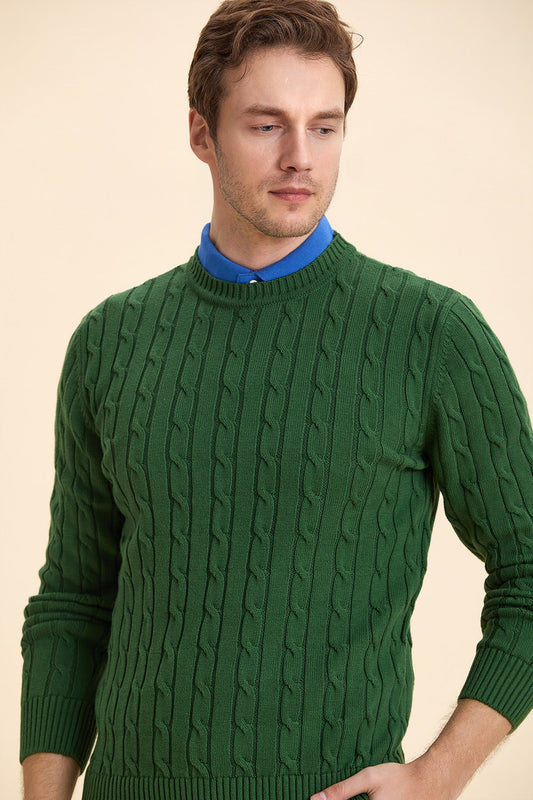 Green Hair Knitted Crew Neck Knitwear