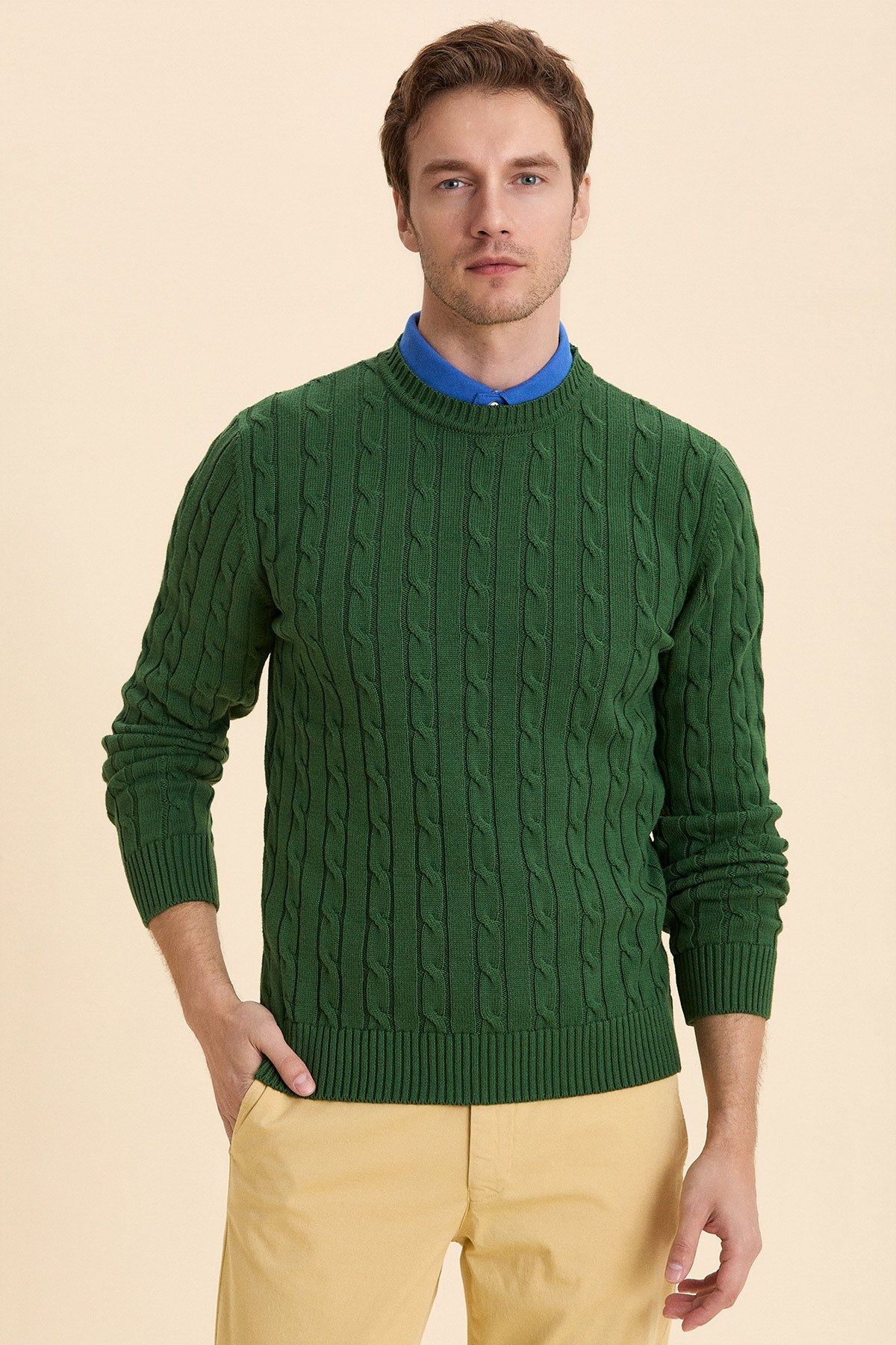 Green Hair Knitted Crew Neck Knitwear