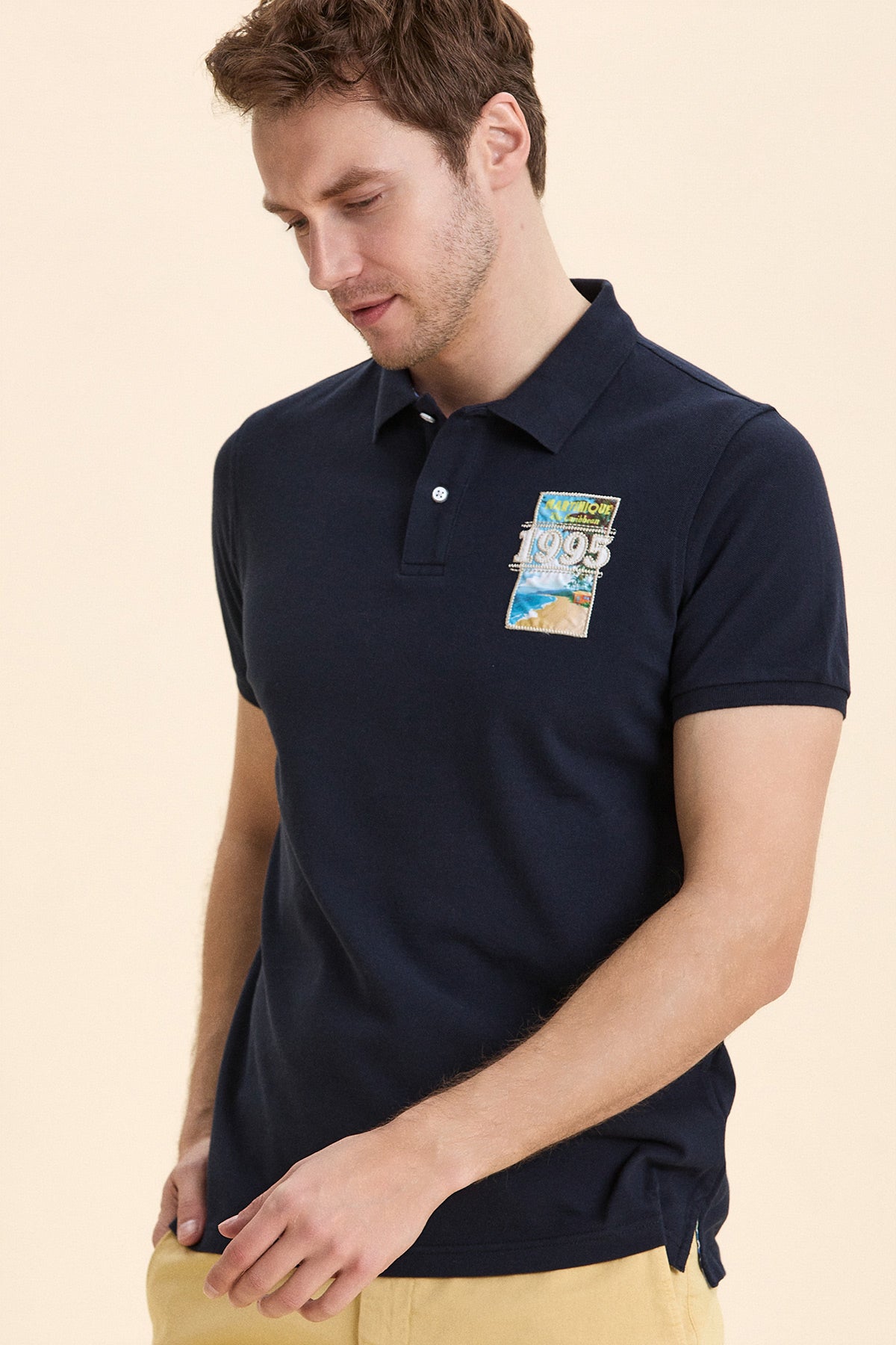 Navy Blue 100% Cotton Polo T-Shirt