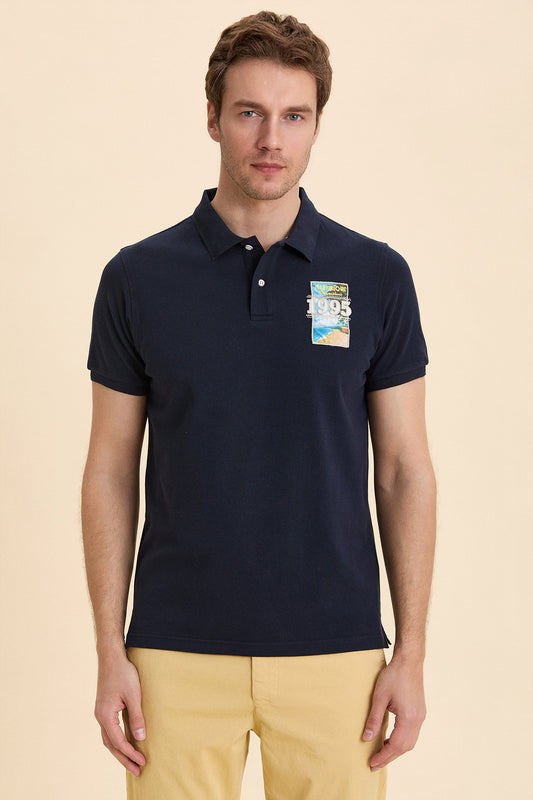 Navy Blue 100% Cotton Polo T-Shirt
