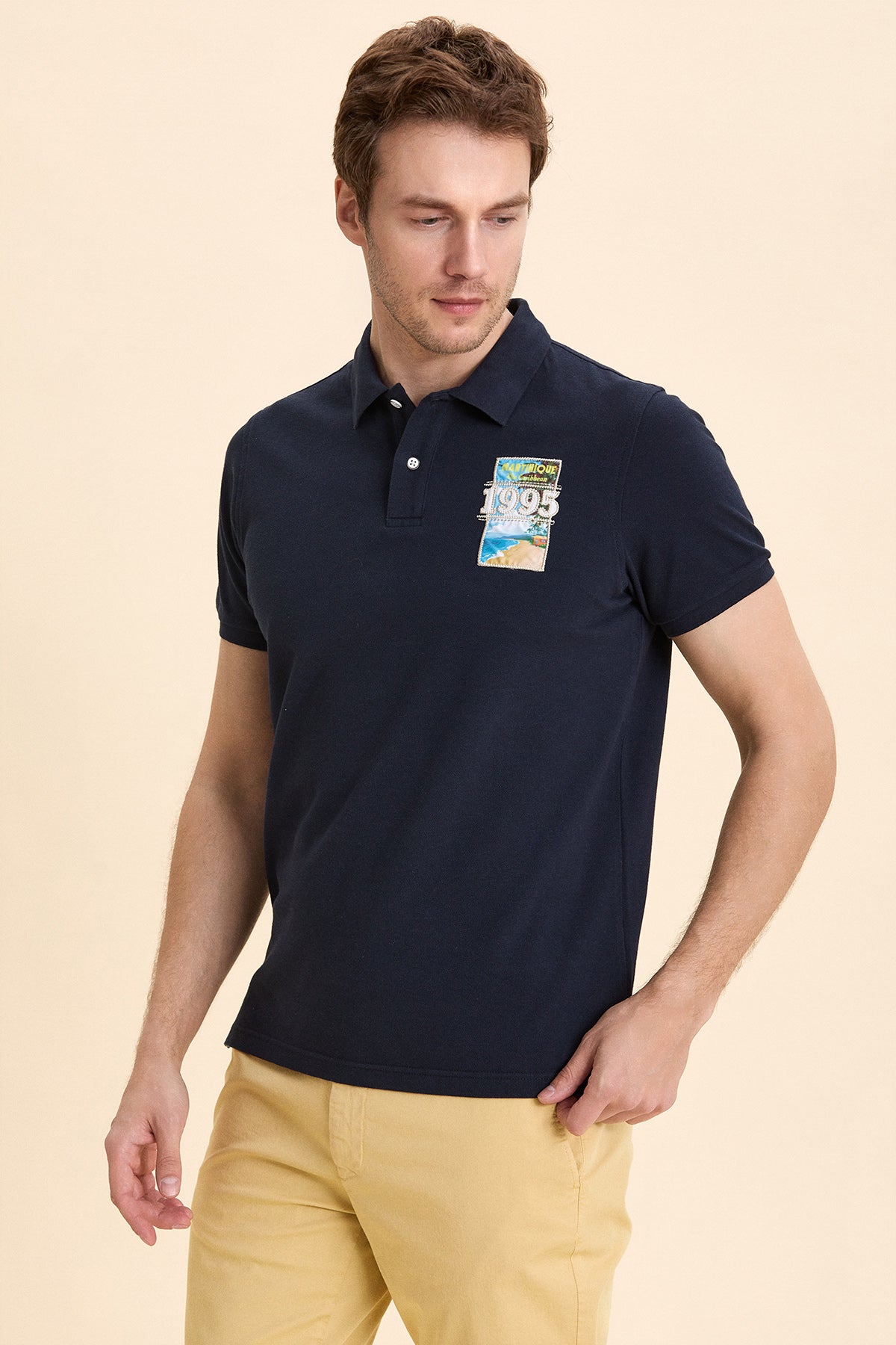 Navy Blue 100% Cotton Polo T-Shirt