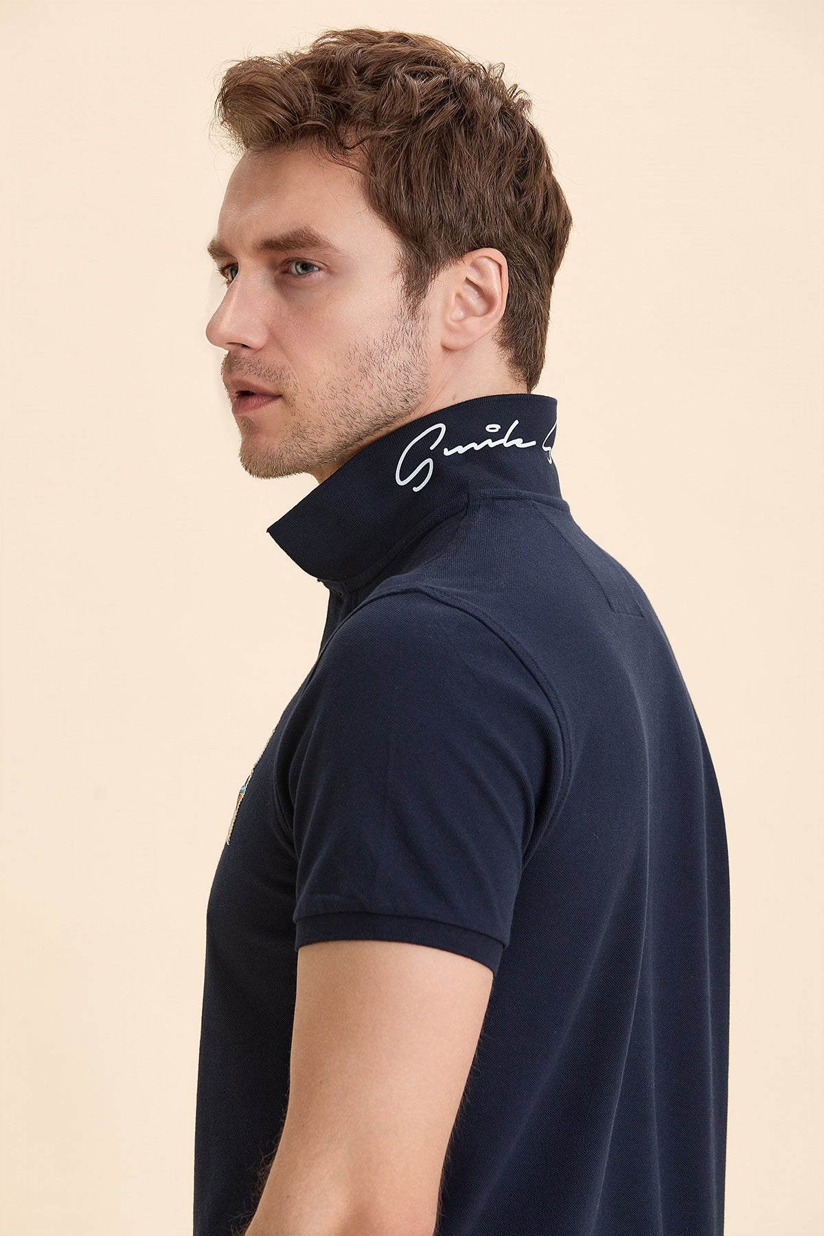 Navy Blue 100% Cotton Polo T-Shirt