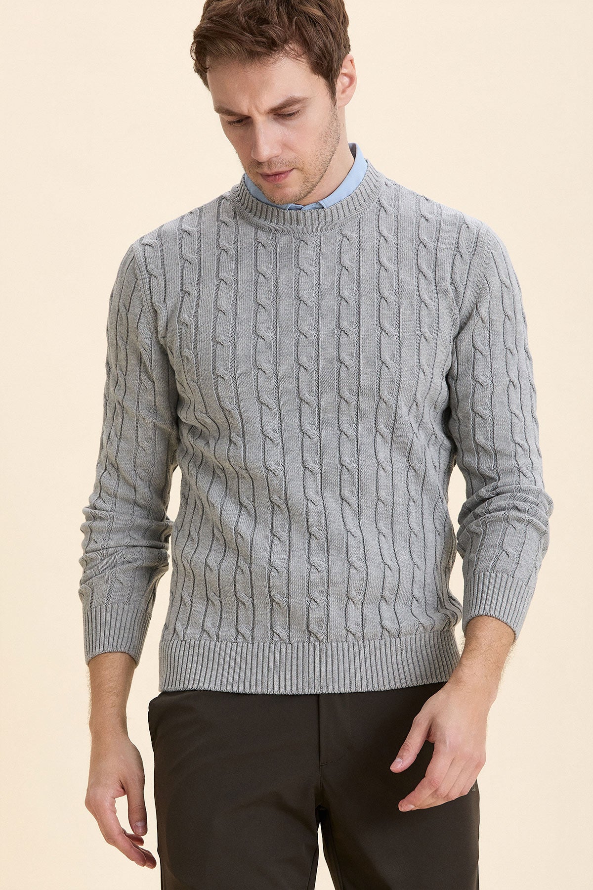 Gray Hair Knitted Crew Neck Knitwear
