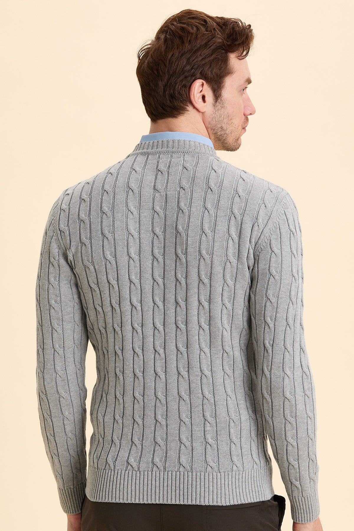Gray Hair Knitted Crew Neck Knitwear
