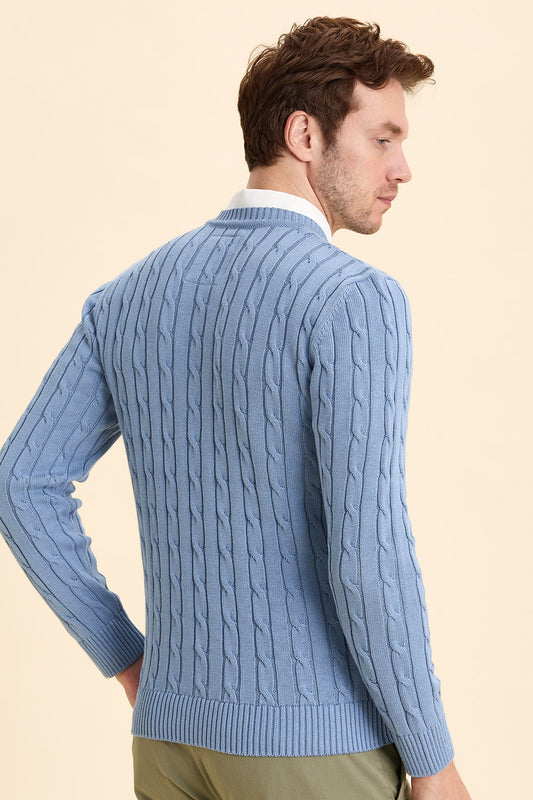 Blue Hair Knit Crew Neck Knitwear