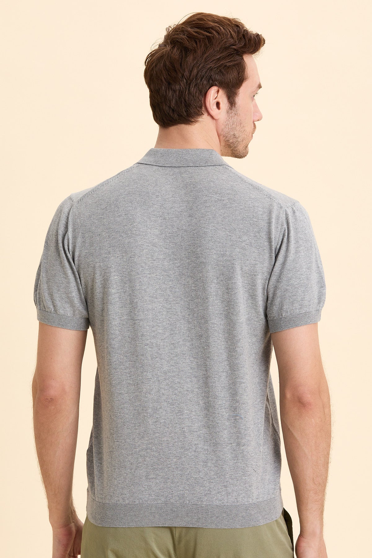 Gray Melange Polo Knitwear