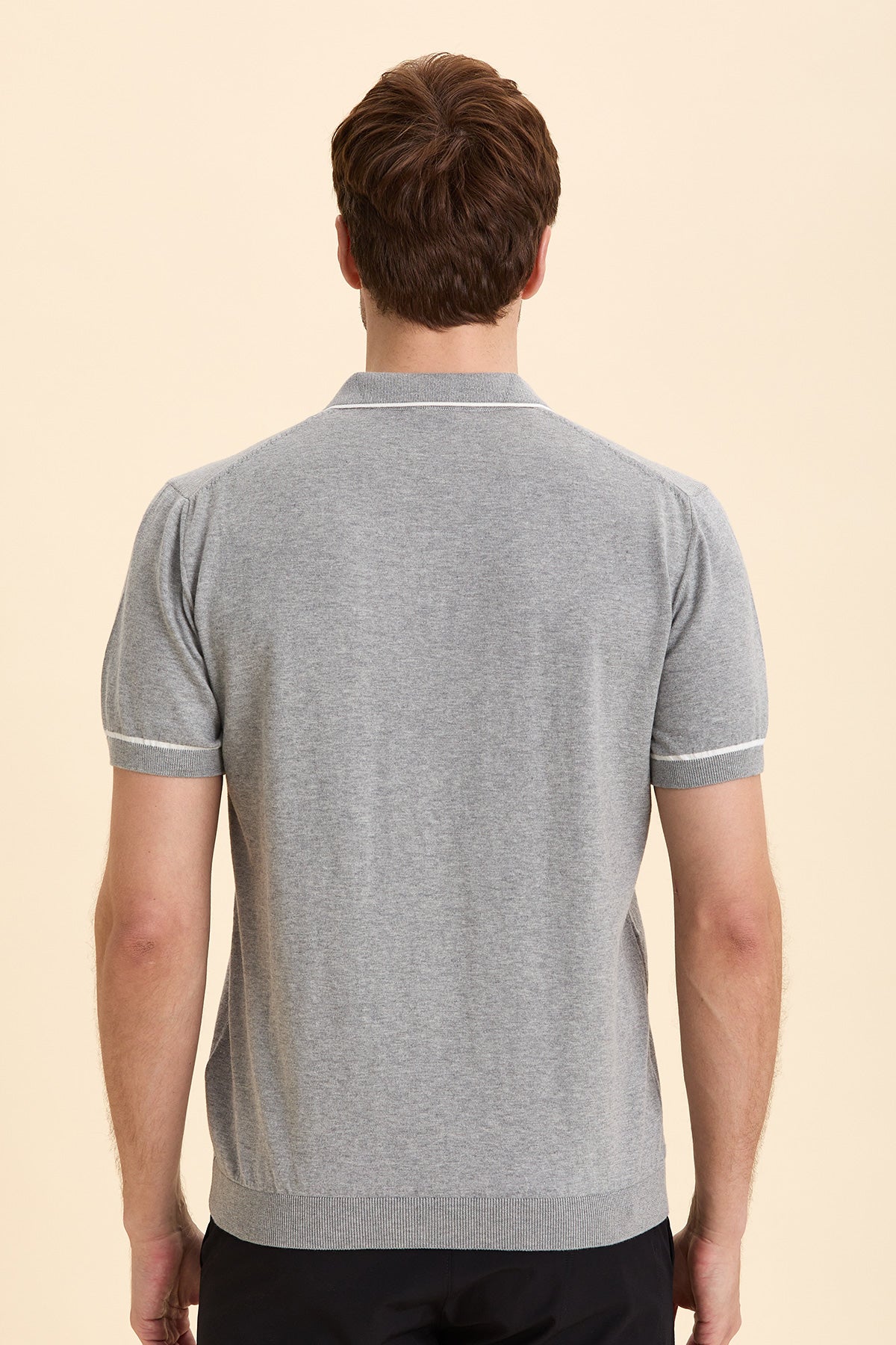 Gray Melange Polo Knitwear