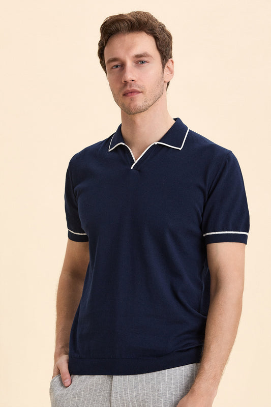 Navy Blue Polo Knitwear