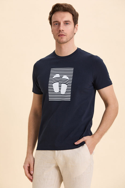 Navy Blue Printed T-Shirt