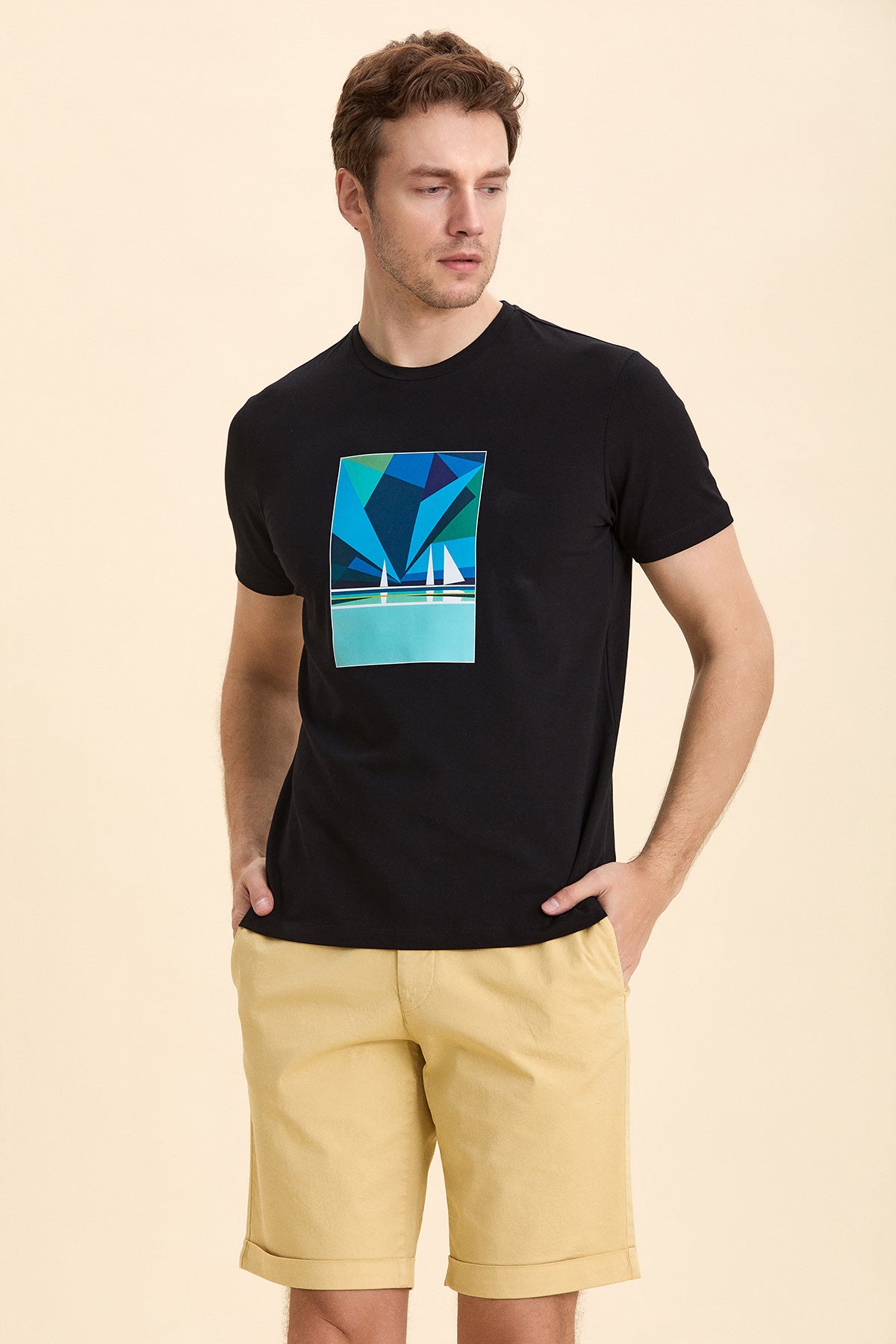 Black Marine Printed T-Shirt