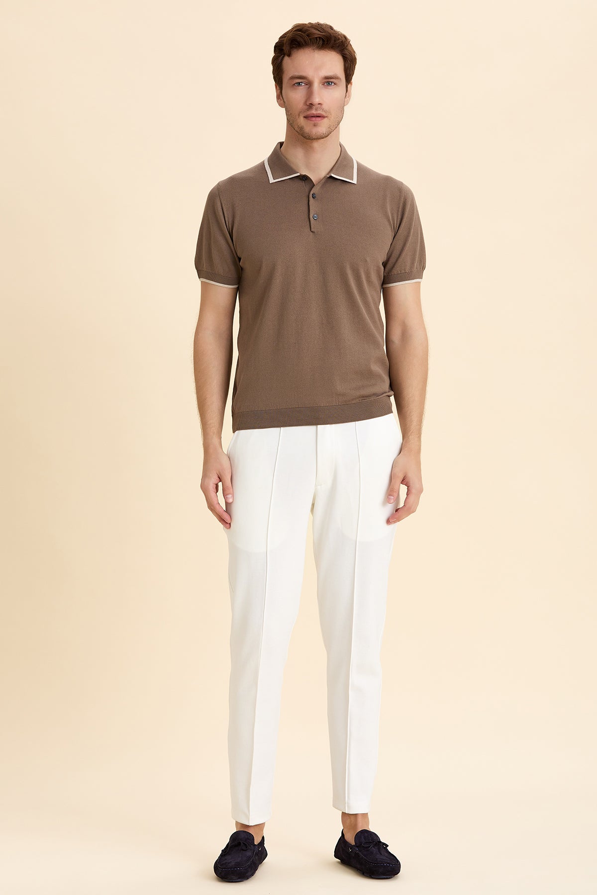 Beige Polo Knitwear