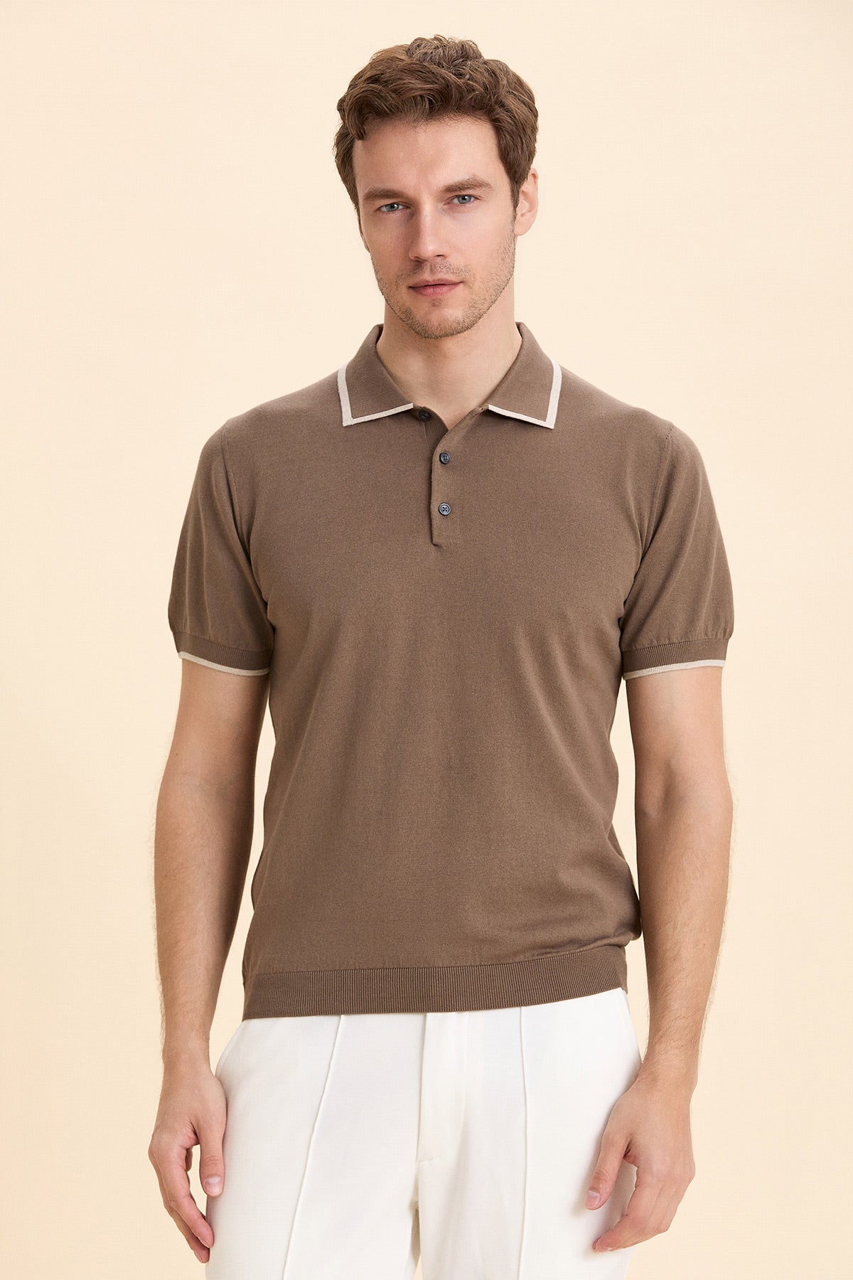 Beige Polo Knitwear