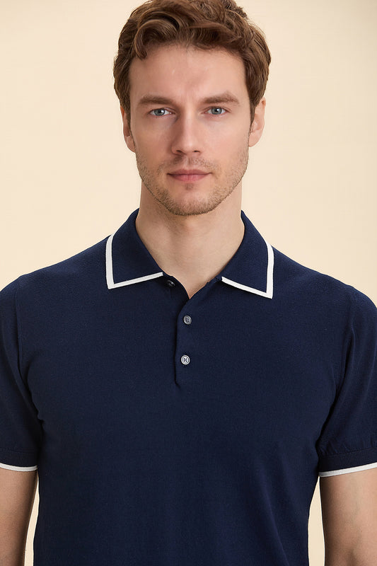 Navy Blue Polo Knitwear
