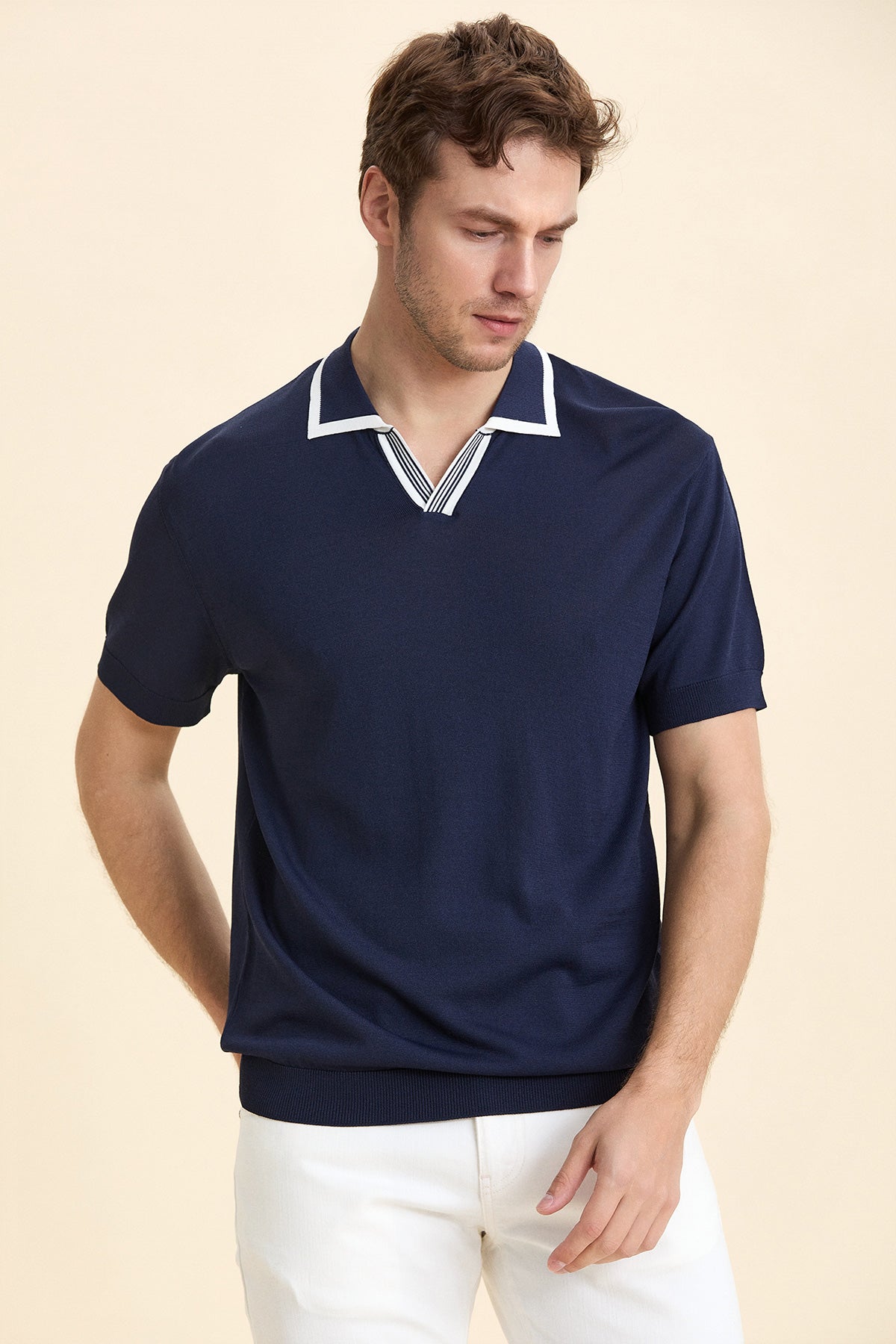 Navy Blue Polo Knitwear