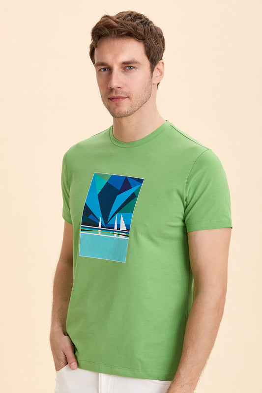 Green Marine Printed T-Shirt