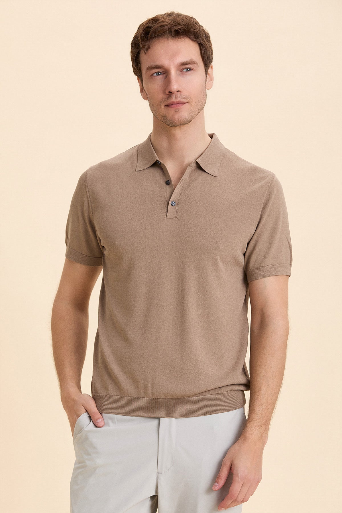Beige Polo Knitwear