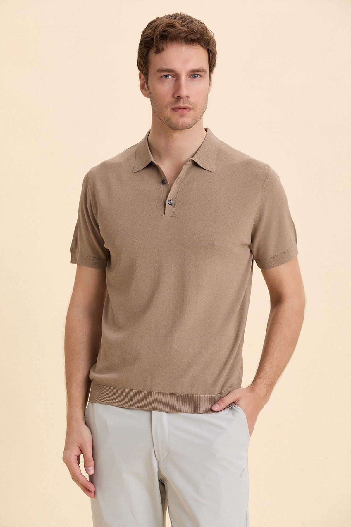 Beige Polo Knitwear