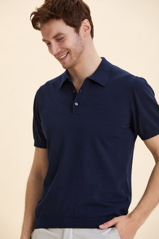 Navy Blue Polo Knitwear